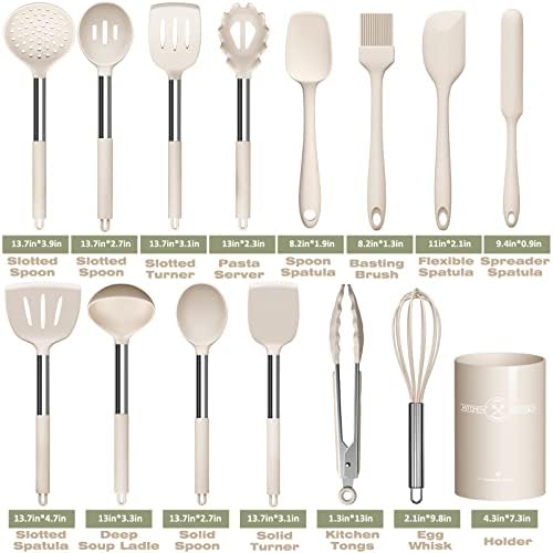 Stainless Steel Kitchen Cooking Utensil Set, Umite Chef 15 pcs Utensils - Nonstick Cookware Set Spatula -Kitchen Gadgets Tools Gift - Image 2