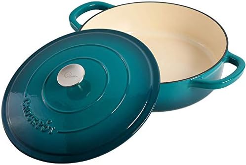 Crock-Pot Artisan Enameled Cast Iron Braiser W/Lid, 5 Quart, Teal Ombre - Image 4