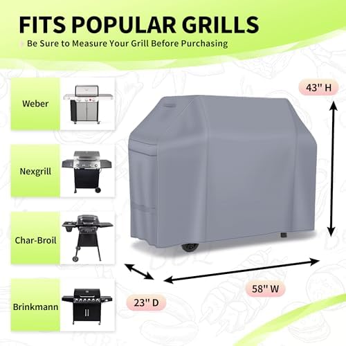 NEXCOVER Barbecue Gas Grill Cover - 58 Inch Waterproof Outdoor Heavy Duty BBQ Cover, Fade & Weather Resistant Upgraded Material for Weber, Brinkmann, Char Broil and More - Image 2