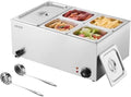 VEVOR 24QT Commercial Food Warmer, 5-Pan Electric Steam Table, 1200W Professional Countertop Stainless Steel Buffet Bain Marie with 86-185°F Temp Control for Catering, Buffet, Parties, Restaurants by VEVOR