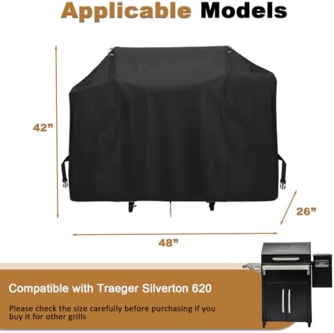 BBQ Grill Cover for Traeger Silverton 620, 48" L x 26" W x 42" H - Image 2