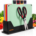 4-Piece Non-Toxic Cutting Board Set 12"L x 9"W with Premium Scissors – BPA-Free Plastic and Rubber Chopping Boards for Kitchen Essentials with Organizer, Dishwasher Safe Accessories Holder. by EZTICO