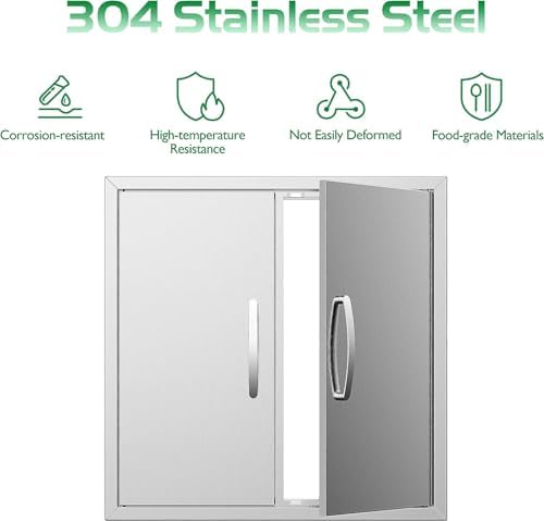 BBQ Access Double Doors 24Wx24H Flush Mount Stainless Steel Outdoor Kitchen Door for Outside Cabinets and BBQ Island - Image 5