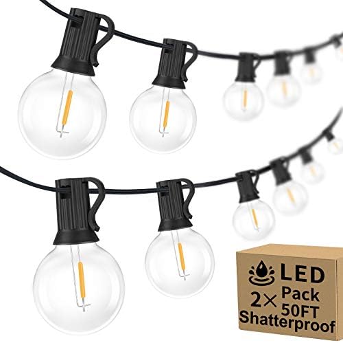 100ft 2-Pack Outdoor String Lights, G40 LED Globe Waterproof Patio Lights by BestChoiceforYourLife