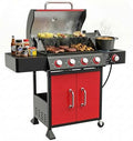 HUGROVE 4 Burner Propane Gas Grill Outdoor 56,000 BTU with Side Burner Red by HUGROVE