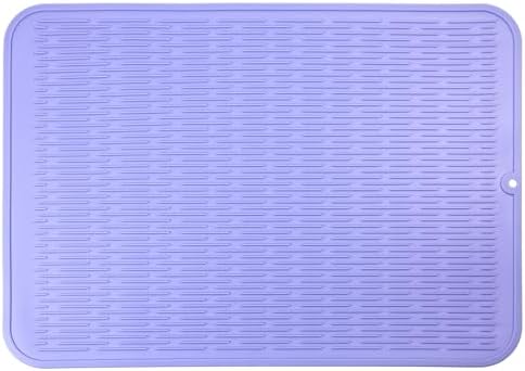 MicoYang Silicone Dish Drying Mat for Multiple Usage,Easy clean,Eco-friendly,Heat-resistant Silicone Mat for Kitchen Counter or Sink,Refrigerator or Drawer Liner Light Purple 2XL 24 inches x 18 inches by MicoYang