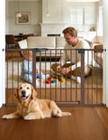 Babelio 29-55" Extra Wide Baby Gate with Door, PressGuard P7, Brown by BABELIO