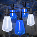 LAMPHOME 26Ft ST38 Blue White Outdoor String Lights, Patio Lights with 12+1 ST38 Edison Bulbs, LED Shatterproof String Lights for Outside Bistro Patio Christmas Party Decorations by ULL