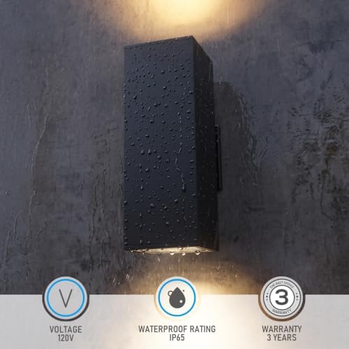 LEONLITE 2-Pack 22" Outdoor Rectangular Wall Light, Up and Down, E26 Base - Image 3
