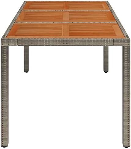 Garden Dining Table 59.1"x35.4" Grey Acacia Wood Top Steel Frame Rectangular Outdoor Patio Table Weather-Ready for BBQ Picnic Terrace - Image 5