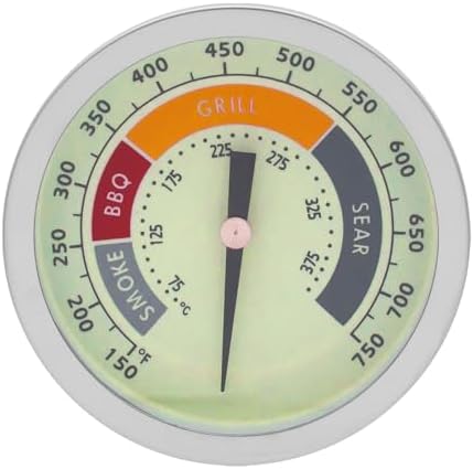 3 1/8” Luminous BBQ Thermometer Gauge for CharBroil Oklahoma Joe’s Smokers, Weber, Royal Gourmet, Char-Griller and Most Charcoal Grills, 1/2 NPT Stainless Steel Grill Temperature Gauge - Image 2