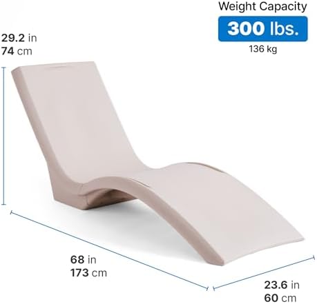 Step2 Vero Pool Lounger, in-Pool Chaise Lounge Chair for Tanning Ledges up to 12 in, Outdoor Patio Chair, Weighted, Earthy Tan w/Speck - Image 2
