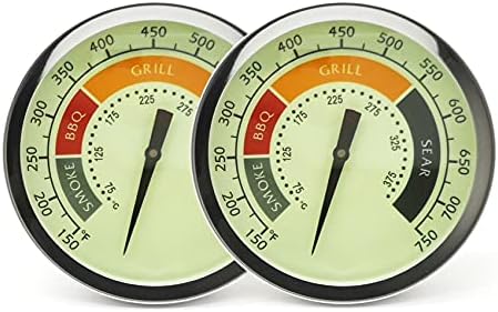 3 1/8” Accurate Luminous BBQ Thermometer Gauge 2 Pcs for Oklahoma Joe’s Smokers 3695528R06 & Most Charcoal Pellet Wood Pit Smoker Grills, 1/2 NPT Male Thread Temperature Gauge Replacement, Thermostat by WEMEIKIT