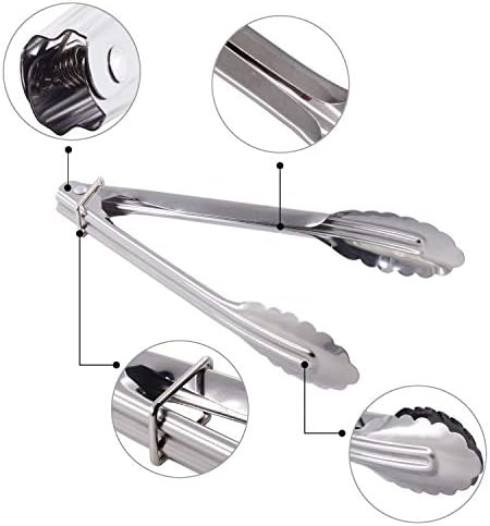 HINMAY Mini Stainless Steel Serving Tongs Small Tongs Set (7-Inch 3 Pieces) - Image 2