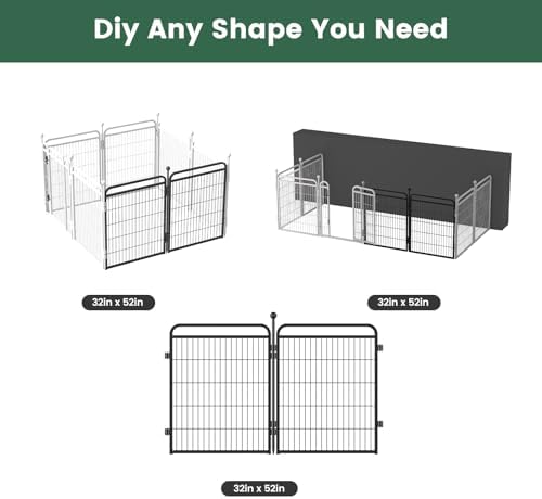 Gardner Pet Dog Playpens, 32" H 2 Add-on Panels for Small/Medium/Large Dogs, Foldable Pet Play Yard Gate Extensions, Pet Playpen, Anti-Rust, Quick Install, Black - Image 3