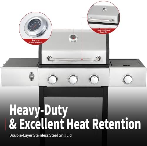 3-Burner Propane Gas Grill with Cast Iron Grates, 39,000 BTU - Image 5
