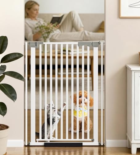 41" Extra Tall Pet Gate, 30-32" Wide Auto Close Tall Dog Gate with Extension Kits, No Drilling Pressure Mounted Cat Gate for Doorway, Stairs, Kitchen, Hallway by HomePage