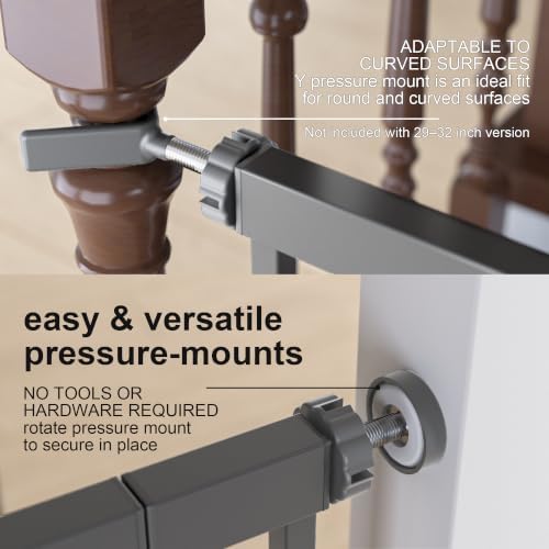 29-42 inches Metal Baby Gate for Stairs/Doorways, 30 inches Tall Pressure Mounted Pet Gates, Auto-Close Child Safety Gate, No Drilling Easy Walk-Through Dog Gate Indoor, Grey - Image 5