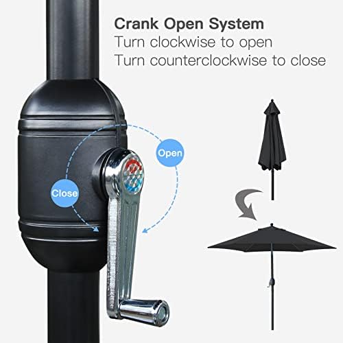 Sunnyglade 7.5' Patio Umbrella Outdoor Table Umbrella Tilt Crank Black - Image 3
