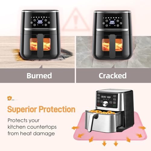 Heat Resistant Mats for Air Fryer on Countertop, 18 x 15in, Pink - Image 3