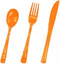 HEIPINIUYE 75 Pack Orange Plastic Cutlery Heavy Duty Fall Plastic Knives Forks and Spoons Disposable Silverware Set for 25 Guest Birthday Baby Shower Thanksgiving Party Cutlery Set by HEIPINIUYE
