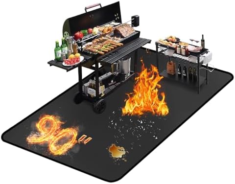 90 ×52 Inch Under Grill Mats for Outdoor Grill/ Double-Sided Fireplace Mat by Youlvy