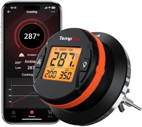 TempPro TempGauge Bluetooth Grill Thermometer with LCD Display & App Alerts by TempPro