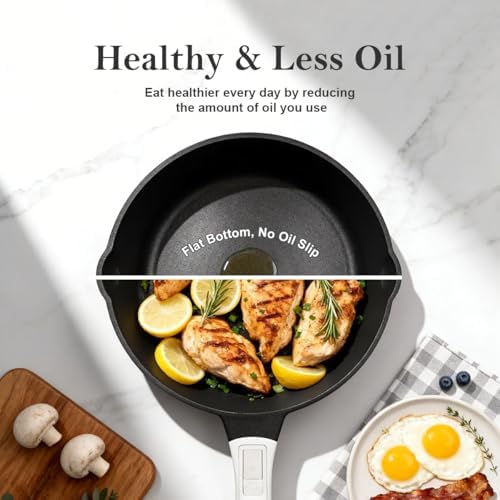 12 Inch Nonstick Deep Frying Pan Skillet with Lid, Large Saute Pan - Image 2