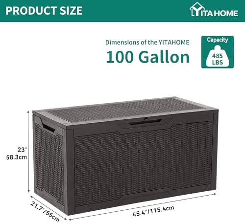 YITAHOME 100 Gallon Large Resin Deck Box Outdoor Storage Boxes for Patio - Image 6