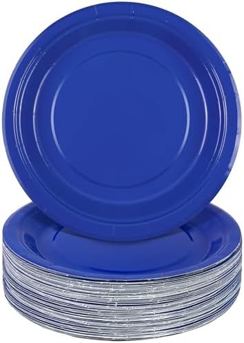 Breroa 72 Pcs Blue Paper Plates 7 Inch Bulk Blue Plates Disposable by Breroa