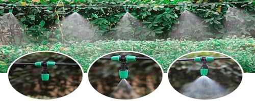 Drip Irrigation Misting Nozzle Kit, 45Pcs Drip Irrigation Parts with 20Pcs 4/7" to 1/4" Barbed Tee Connectors, 20Pcs 1/4" Green Atomizing Misting Nozzles, 5Pcs 4/7" End Caps for Garden Watering - Image 4