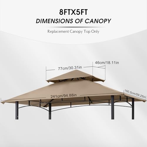 MASTERCANOPY Replacement Canopy top for Grill Gazebo L-GG001PST-F, Beige - Image 2
