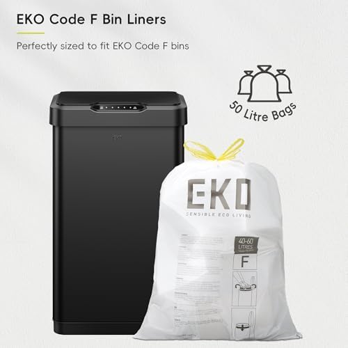 EKO Mirage-T 50 Liter / 13.2 Gallon Touchless Rectangular Motion Sensor Trash Can or Recycling Bin, Brushed Stainless Steel Finish (Matte Black) - Image 4