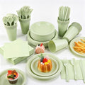 Kochorie 480 Pieces Sage Green Plastic Dinnerware Set Disposable Heavy Duty Plates Napkins Cups Silverware Dessert Dinner Plates for Birthday Wedding Baby Shower Party Supplies, Serves 60 Guests by Kochorie