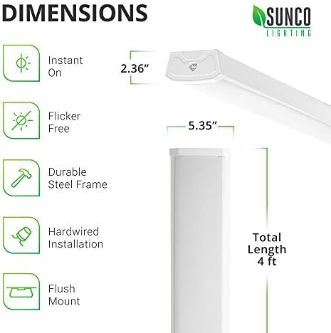 Sunco 10 Pack LED Shop Lights 4ft, Wraparound Fixtures, 40W=300W, Linkable - Image 3