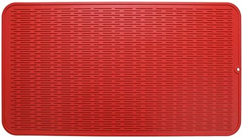 MicoYang Silicone Dish Drying Mat for Multiple Usage,Easy clean,Eco-friendly,Heat-resistant Silicone Mat for Kitchen Counter or Sink,Refrigerator or Drawer Liner Red 4XL 32 inches x 18 inches by MicoYang