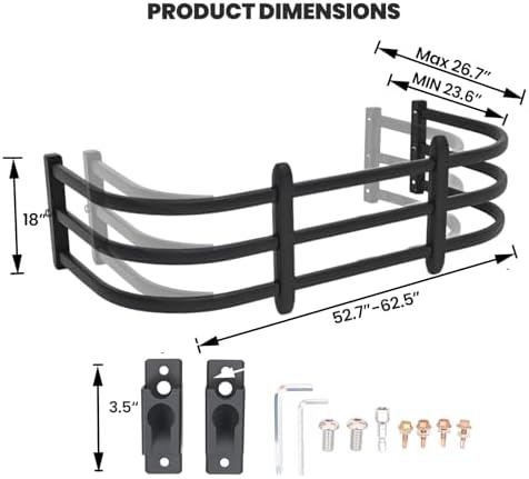 Truck Bed Extender,Aluminum Bilateral Retractable Tailgate Extender,52"-62.6"|23"–26.7"|H18,Fits for Ford F150,Titan,ToyotaTundra,ChevySilverado,GMC Sierra,Ram 1500/2500/3500,with Pair of Brackets - Image 2