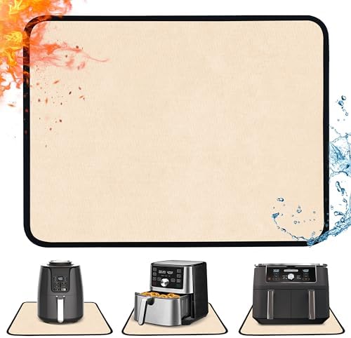 Heat Resistant Mats for Air Fryer on Countertop, 24 x 21in, Khaki by Amerbro