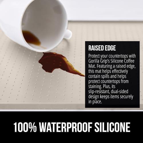 GORILLA GRIP Silicone Coffee Mat, Espresso Bar Essentials, 15x23, Almond - Image 3