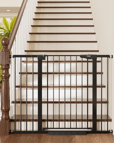 Cumbor 36" Extra Tall Baby Gate for Stairs, 30-48" Dog Gate Indoor Black by Cumbor