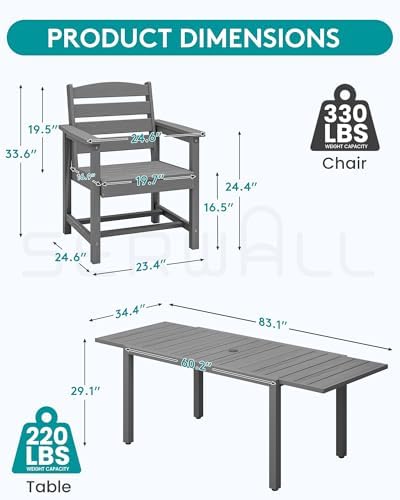 SERWALL Outdoor Expandable Dining Table 60" - 83", Grey - Image 6