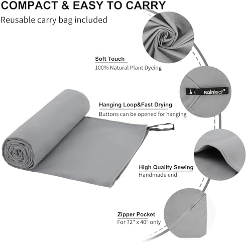 Rainleaf Microfiber Towel Quick Dry Camping & Travel & Gym Towel. Compact - Image 3