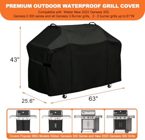 Grill Cover for Weber Genesis 300 Series and New 2022 Genesis 300 Grills - Image 2