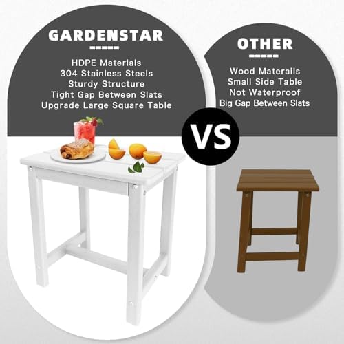 GARDENSTAR Adirondack Square Side Table,one-Tier Outdoor end Table, Patio Side Table for Pool,Porch,Backyard,Relaxing Companion (White) - Image 5
