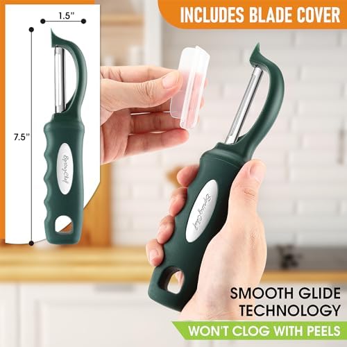 Spring Chef Swivel Potato Peeler w/Soft Grip Handle, Set of 2, Pine Green - Image 4