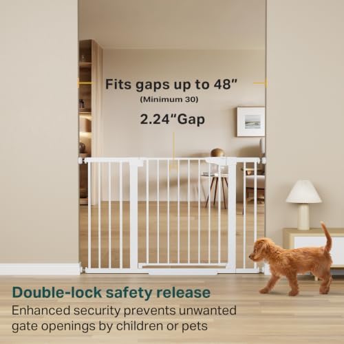 Cumbor 2-Pack 30-48 in Baby Gate for Stairs, Auto Close Dog Gate, White - Image 3