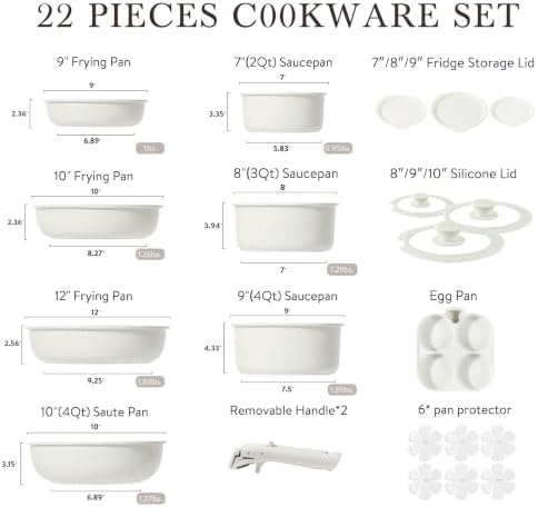 CAROTE 22pcs Pots and Pans Set Non Stick, Detachable Handle Cookware Sets - Image 2