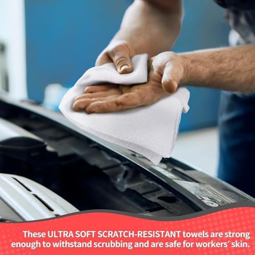 White Microfiber Cleaning Cloth, 150 Pack Shop Towels All-Purpose Cleaning Rags, Bulk Lint-Free Washcloth Reusable Microfiber Towels for Cars Mechanic Garage & Housekeeping 11.5"*11.5" - Image 4