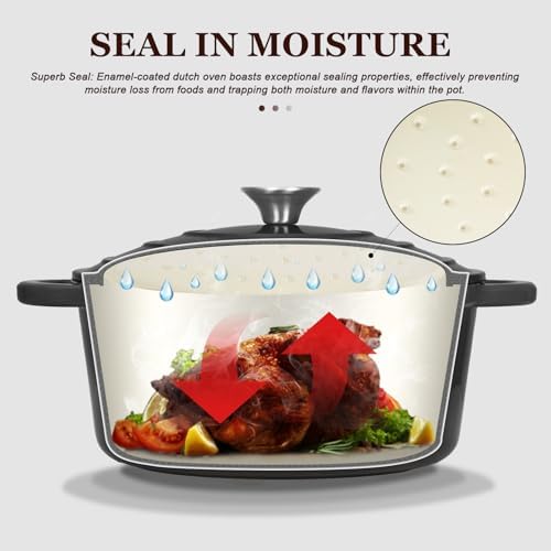 Overmont Enameled Cast Iron Dutch Oven - 4.5QT Pot with Lid Cookbook & Cotton Potholders - Heavy-Duty Cookware for Braising, Stews, Roasting, Bread Baking GraphiteGray - Image 3