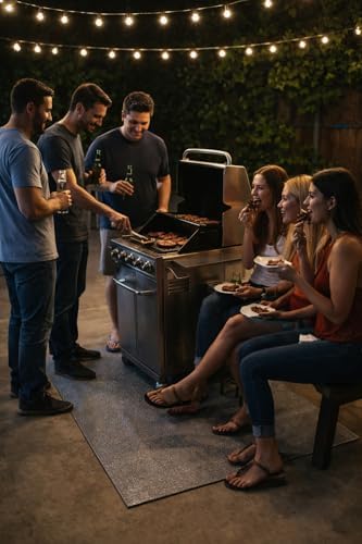 Rhino Hide Embossed Grill Guard Mat - Heat Resistant Outdoor Grill Floor Mat for Patio, Deck & Garage Surface Protection - Rectangle, Gray (36”x48”) - Image 2